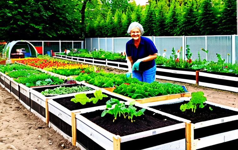 Community Garden & Composting**
"A vibrant community garden scene in Berlin, Germany. Residents are tending raised garden beds filled with vegetables and flowers. In the background, a well-maintained compost bin area with signage explaining proper composting techniques. People are smiling and engaged in gardening activities. Fully clothed, appropriate attire. Safe for work. Perfect anatomy, natural proportions. Professional photography, high quality, family-friendly."
**